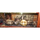 A silver-plated entree dish and other silver-plated items