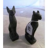 A pair of black Egyptian cat bookends (a/f)