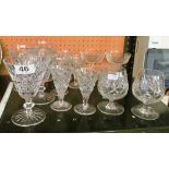 Some Waterford glass (one with chip to rim) and other glass