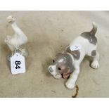 A Lladro dog and goose