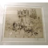 William Walcott - etching Durham Cathedral, signed in pencil and another Newcastle-on-Tyne