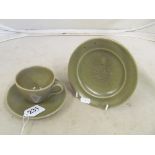 A Bernard Leach cup, saucer, plate