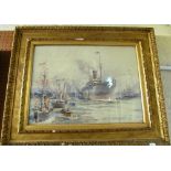 Charles J. de Laea - a watercolour Naval Review, signed and dated 1897 in gilt frame