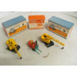 Two boxed Dinky Mobile Cranes 571 and a Fork Lift Truck