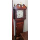 An oak Longcase clock with painted dial, Jn Thomas, Worcester, thirty hour movement