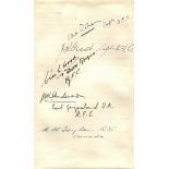ROYAL FLYING CORPS: A set of seven fountain pen ink signatures by various pilots,