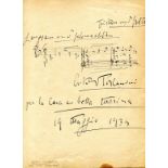 TOSCANINI ARTURO: (1867-1957) Italian Conductor. An excellent A.M.Q.S.