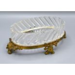 A Baccarat Cut Glass and Ormolu Mounted Dish of Oval Form raised upon low shaped feet decorated with