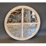 A French Style White Painted and Metal Wall Mirror 72cm diameter