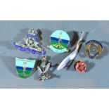 A 9ct. Gold and Silver Brooch in the form of a Cap Badge together with other related items