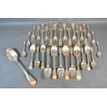 A Victorian Silver Canteen of Flatware comprising six table forks, six dessert forks, six table