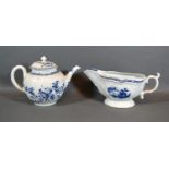 A First Period Worcester Sauce Jug decorated in underglaze blue with a reserve together with a