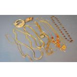 A Stone Set Necklace together with various gold plated chains and related jewellery