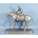 After O Tupton a Patinated Model in the form of a horse and jockey 34cm long by 32cm tall