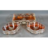 A Silver Plated and Simulated Tortoise Shell Rectangular Tray decorated with bows and swags 22cm