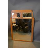 An Art Deco Oak Sectional Wall Mirror, 117 x 89 cms