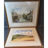 Frank White 'A View of South Harting' watercolour, signed, 31 x 42 cms together with another similar