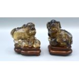A Pair of Early 20th Century Chinese Rock Crystal Models in the form of Foe Dogs, each with a