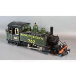 An Accucraft 32mm Gauge Model Lyn 2-4-2T Southern 762 Locomotive with spare pony trucks for 45mm