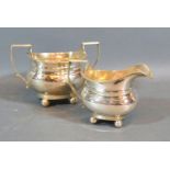 A Birmingham Silver Two Handle Sucrier together with a matching Cream Jug, retailed by Elkington &