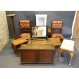 A Pair of Edwardian Rosewood Marquetry Inlaid Side Chairs together with other items of furniture