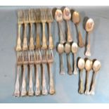 A Set of Six Edwardian Silver Table Forks together with a set of six matching desert forks all
