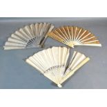 A 19th Century Ivory Small Fan together with two other fans