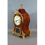 An Early 20th Century French Tortoiseshell and Gilt Metal Mounted Mantle Clock, the enamel dial
