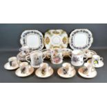 A Hammersley Coffee Set hand painted with Birds and highlighted with gilt together with other