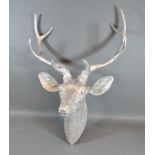 A Silvered Model in the Form of a Stags Head 56cm high