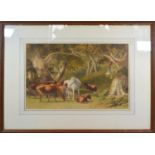 Robert Hills, Horses within a Wooded Landscape, watercolour, signed, 32 x 42.5 cms