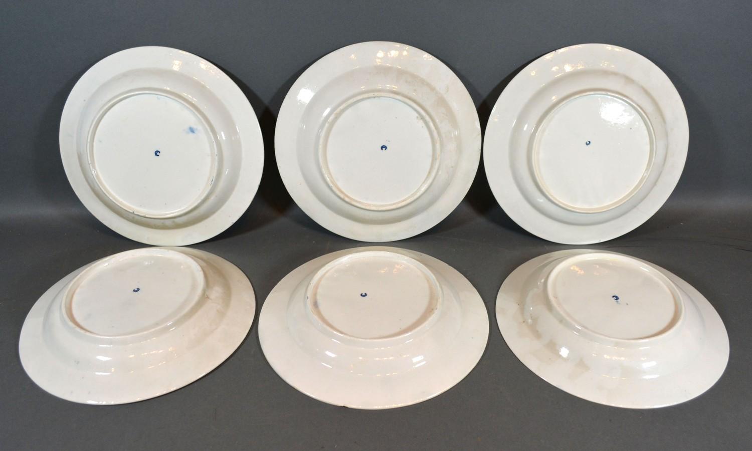 A Set of Six First Period Worcester Dishes all decorated in underglaze blue with pine cones - Bild 2 aus 2