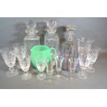Three Cut Glass Decanters together with various other glassware