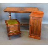 An Edwardian Mahogany Pot Cupboard together with a continental walnut centre table and a 19th