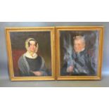 A Pair of 19th Century Oils On Canvas, Portrait of James Allden and Elizabeth Beale within gilded