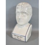 A Phrenology Head bearing inscription L.N. Fowler, 28cm tall