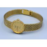 A Longines 9ct. Gold Cased Ladies Wristwatch with 9ct. Gold Strap, 28.2 gms including movement
