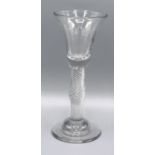 An Early Baluster Form Glass with air twist stem and stepped circular foot, 16 cms tall
