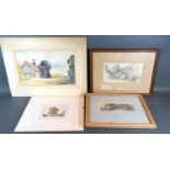 Paul Sandby Munn 'Above the Fall' dated 1805, watercolour, 12 x 23 cms together with two other