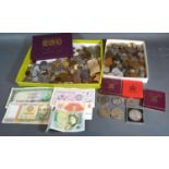 A British and Foreign Coin Collection to include Crowns and various Bank Notes