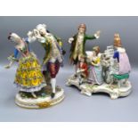 A German Porcelain Group 'The Music Performance' with figures decorated in polychrome enamels and