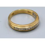 A 9ct. Gold Diamond Half Eternity Ring, 3.7 gms, ring size R