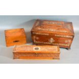 A 19th Century Rosewood Mother of Pearl Inlaid Work Box together with a 19th Century Glove Box and a