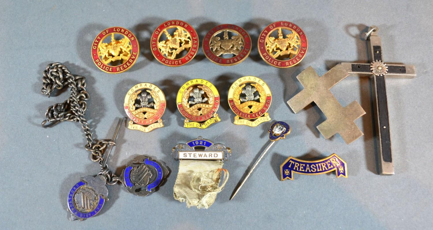 A Group of Four City of London Police Reserve Enamel Badges together with three Middlesex Comrades