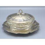 An 800 Mark Silver Butter Dish and Stand