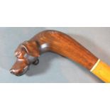 A Walking Cane, the handle in the form of a Dog's Head, 113 cms long