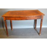 A 19th Century Mahogany Bow Fronted Side Table, the moulded shaped top above a plain frieze raised