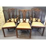 A Set of Five 19th Century Chippendale Style Mahogany Dining Room Chairs together with a similar