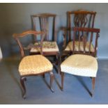 A Chippendale Style armchair together with three other side chairs