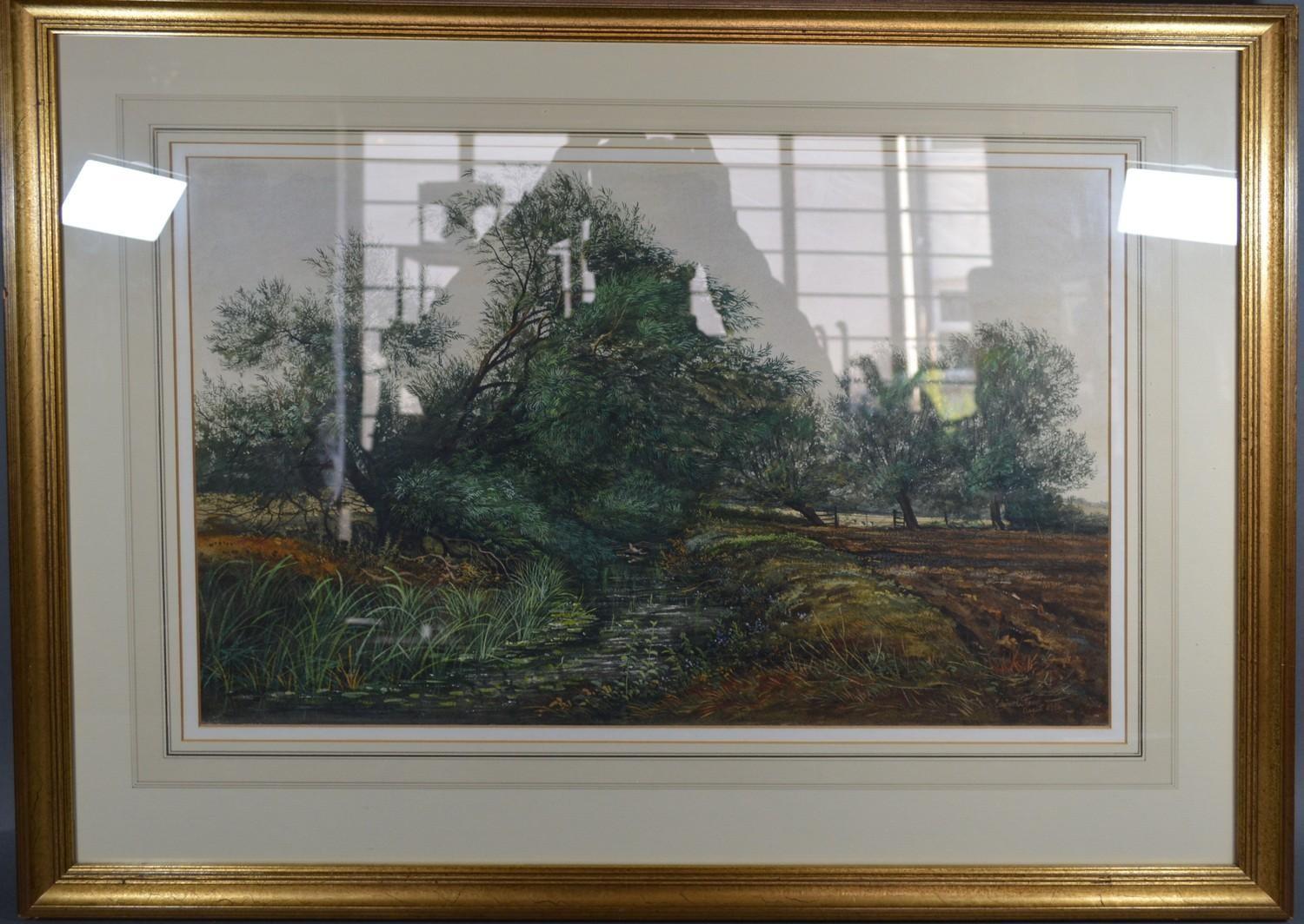 Edward Stamp, "By the Ouzel, Great Brickhill, Buckinghamshire" watercolour signed and dated 1984 - Image 2 of 2